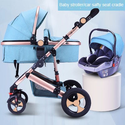 Baby Stroller 3 In 1 with Car Seat High Landscape Baby Stroller Newborn Car Seat Cradle Travel System Stroller and Car Seat Sets