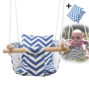 Safety Kindergarten Baby Canvas Swing Hanging Chair Wooden Indoor Small Swinging Basket Rocking Chair With Cushion