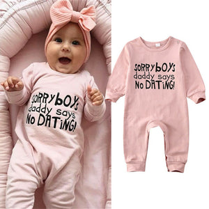 Newborn Baby Girl Clothes Romper Jumpsuit Bodysuit Playsuit Outfits Cotton sorry Daddy says no dating Cute Girls infant clothes