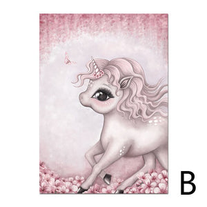 Pink Unicorn Girl  Babi Nordic Poster Painting Wall Posters And Prints Nursery Wall Painting Wall Pictures Girls Baby Room Decor