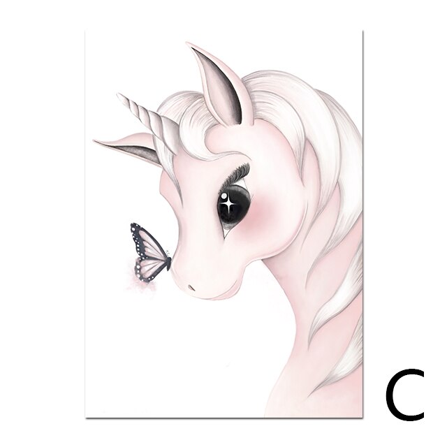 Pink Unicorn Girl  Babi Nordic Poster Painting Wall Posters And Prints Nursery Wall Painting Wall Pictures Girls Baby Room Decor