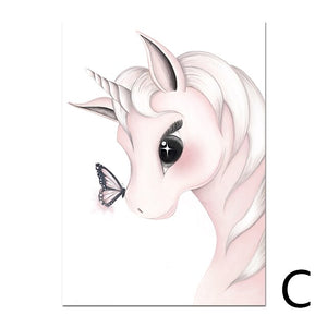 Pink Unicorn Girl  Babi Nordic Poster Painting Wall Posters And Prints Nursery Wall Painting Wall Pictures Girls Baby Room Decor
