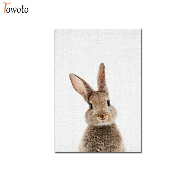 Towoto Baby Animal Print Nordic Poster Minimalist Canvas Painting Safari Nursery Wall Art Kids Baby Room Decoration Pictures