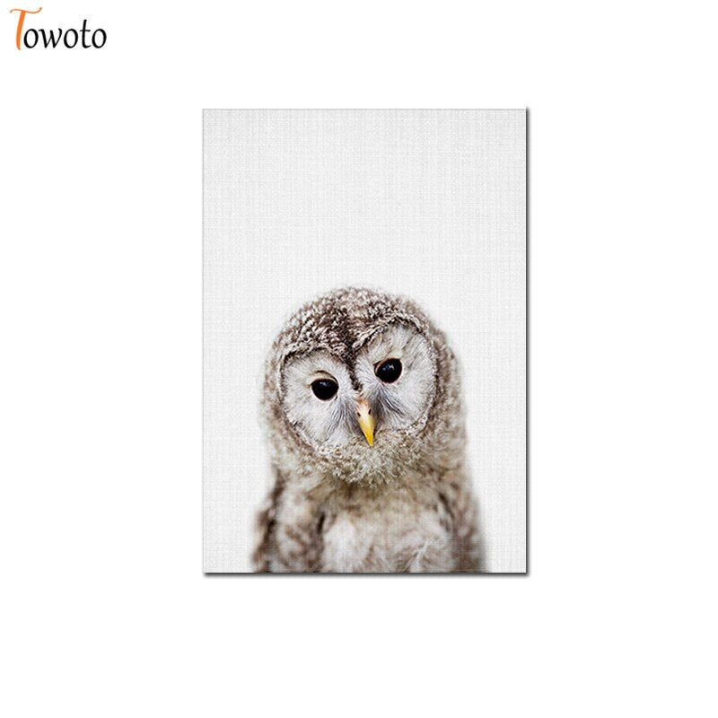 Towoto Baby Animal Print Nordic Poster Minimalist Canvas Painting Safari Nursery Wall Art Kids Baby Room Decoration Pictures