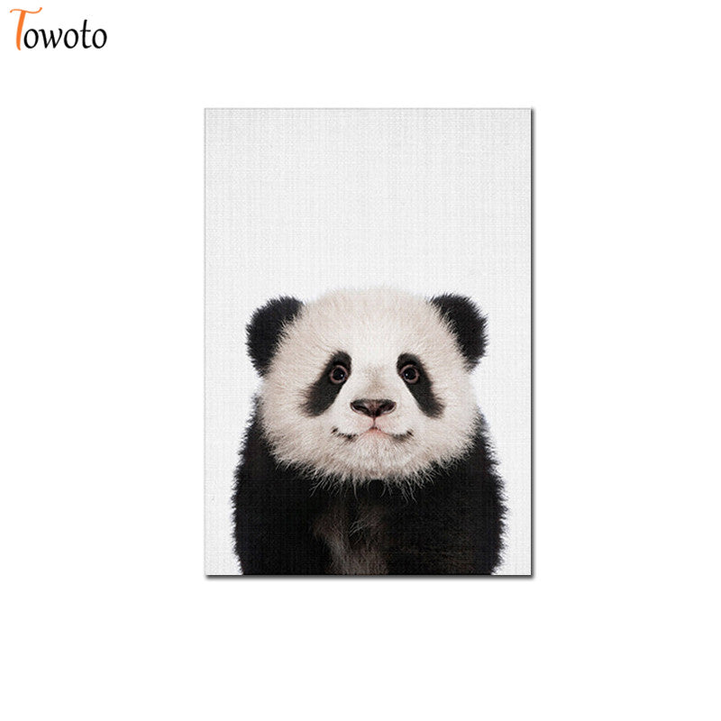 Towoto Baby Animal Print Nordic Poster Minimalist Canvas Painting Safari Nursery Wall Art Kids Baby Room Decoration Pictures