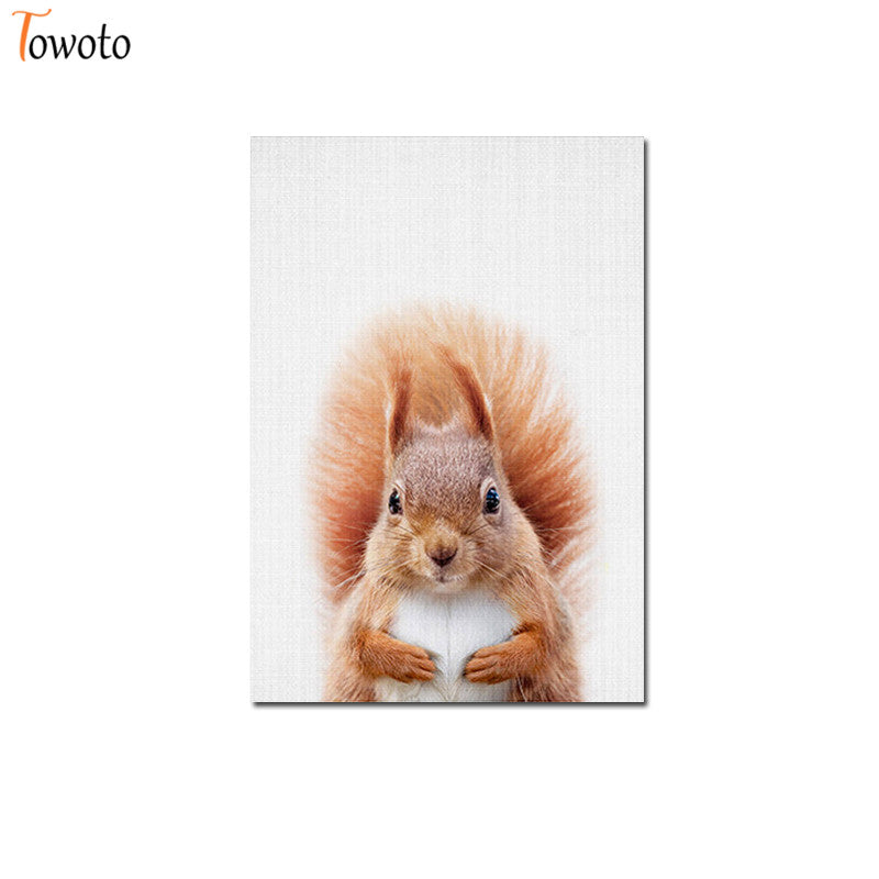 Towoto Baby Animal Print Nordic Poster Minimalist Canvas Painting Safari Nursery Wall Art Kids Baby Room Decoration Pictures