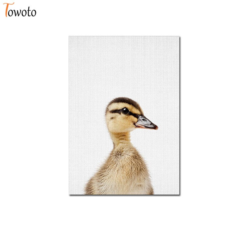 Towoto Baby Animal Print Nordic Poster Minimalist Canvas Painting Safari Nursery Wall Art Kids Baby Room Decoration Pictures