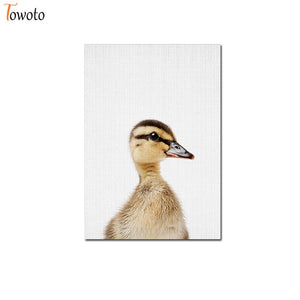 Towoto Baby Animal Print Nordic Poster Minimalist Canvas Painting Safari Nursery Wall Art Kids Baby Room Decoration Pictures