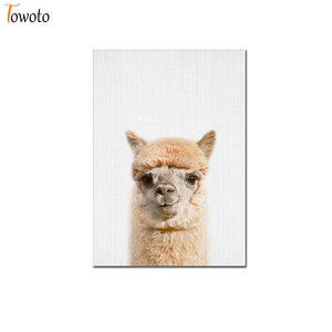 Towoto Baby Animal Print Nordic Poster Minimalist Canvas Painting Safari Nursery Wall Art Kids Baby Room Decoration Pictures