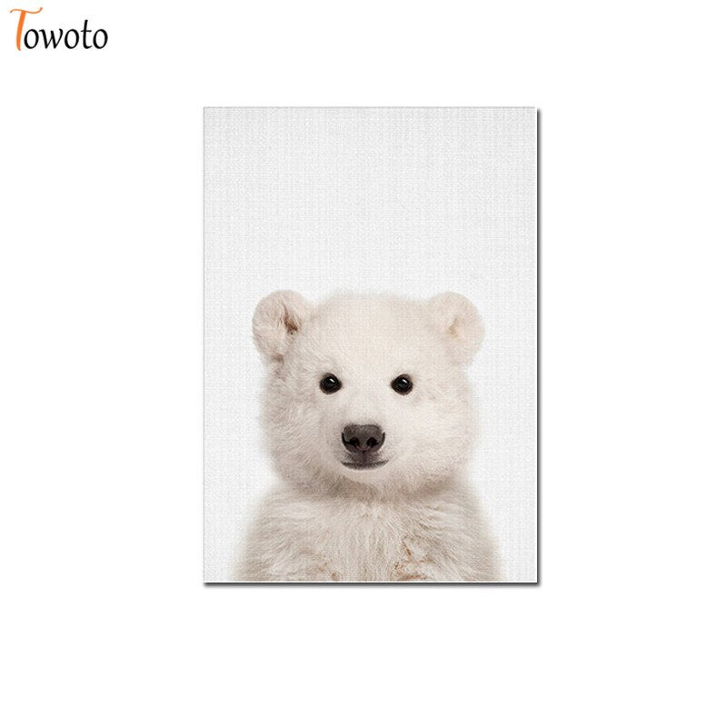 Towoto Baby Animal Print Nordic Poster Minimalist Canvas Painting Safari Nursery Wall Art Kids Baby Room Decoration Pictures