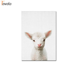 Towoto Baby Animal Print Nordic Poster Minimalist Canvas Painting Safari Nursery Wall Art Kids Baby Room Decoration Pictures
