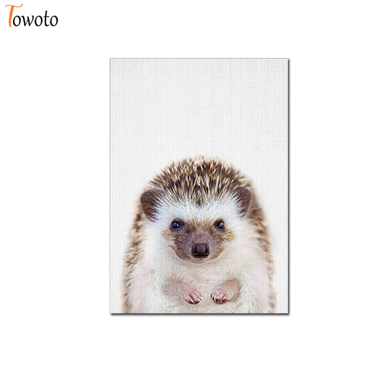 Towoto Baby Animal Print Nordic Poster Minimalist Canvas Painting Safari Nursery Wall Art Kids Baby Room Decoration Pictures