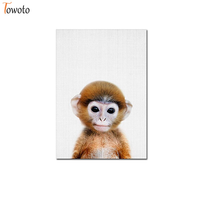 Towoto Baby Animal Print Nordic Poster Minimalist Canvas Painting Safari Nursery Wall Art Kids Baby Room Decoration Pictures