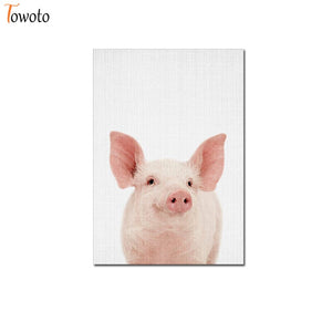 Towoto Baby Animal Print Nordic Poster Minimalist Canvas Painting Safari Nursery Wall Art Kids Baby Room Decoration Pictures