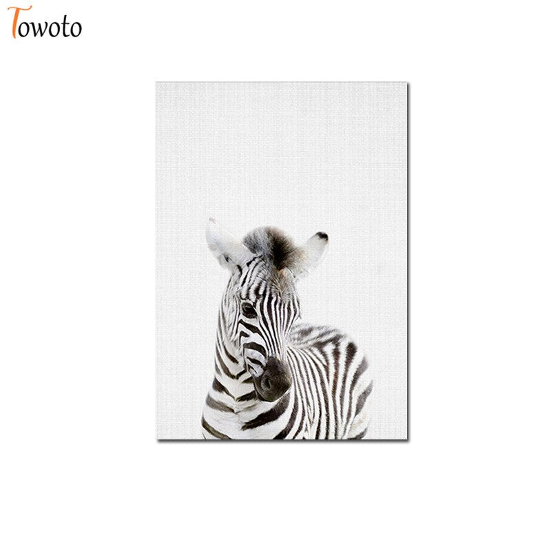 Towoto Baby Animal Print Nordic Poster Minimalist Canvas Painting Safari Nursery Wall Art Kids Baby Room Decoration Pictures