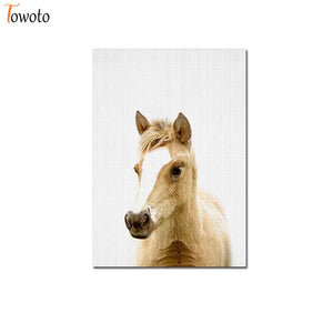 Towoto Baby Animal Print Nordic Poster Minimalist Canvas Painting Safari Nursery Wall Art Kids Baby Room Decoration Pictures