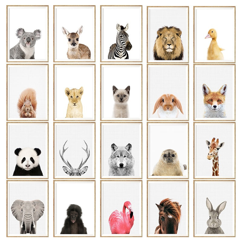 NUOMEGE Baby Animal Poster Panda Giraffe Elephant Canvas Painting Nursery Wall Art Nordic Picture Kids Room Decoration