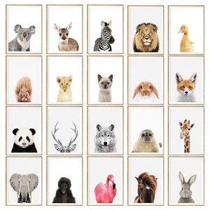 NUOMEGE Baby Animal Poster Panda Giraffe Elephant Canvas Painting Nursery Wall Art Nordic Picture Kids Room Decoration