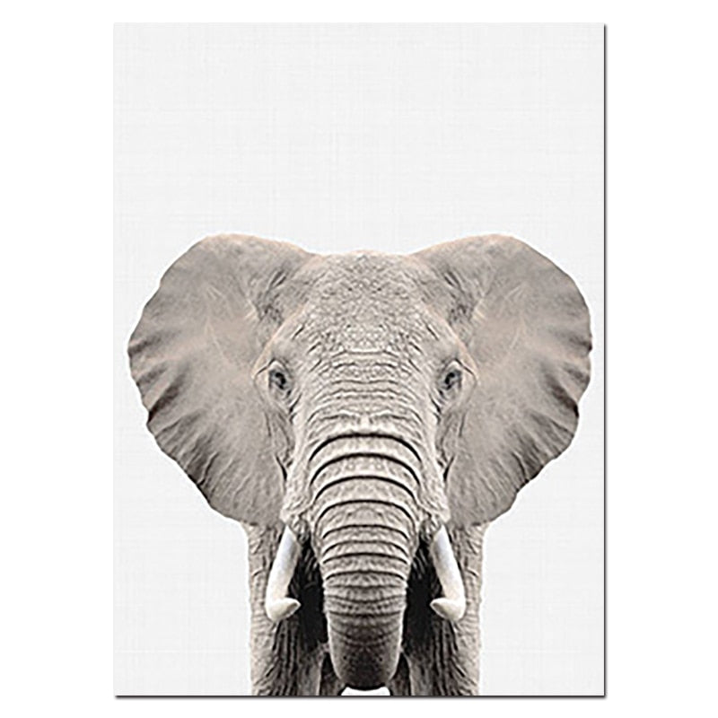 NUOMEGE Baby Animal Poster Panda Giraffe Elephant Canvas Painting Nursery Wall Art Nordic Picture Kids Room Decoration