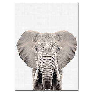 NUOMEGE Baby Animal Poster Panda Giraffe Elephant Canvas Painting Nursery Wall Art Nordic Picture Kids Room Decoration