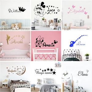 Cartoon Personalized Custom Name Mickey Mouse Wall Sticker Decals Murals Poster For Kids Babys Room Decoration Bedroom Decor
