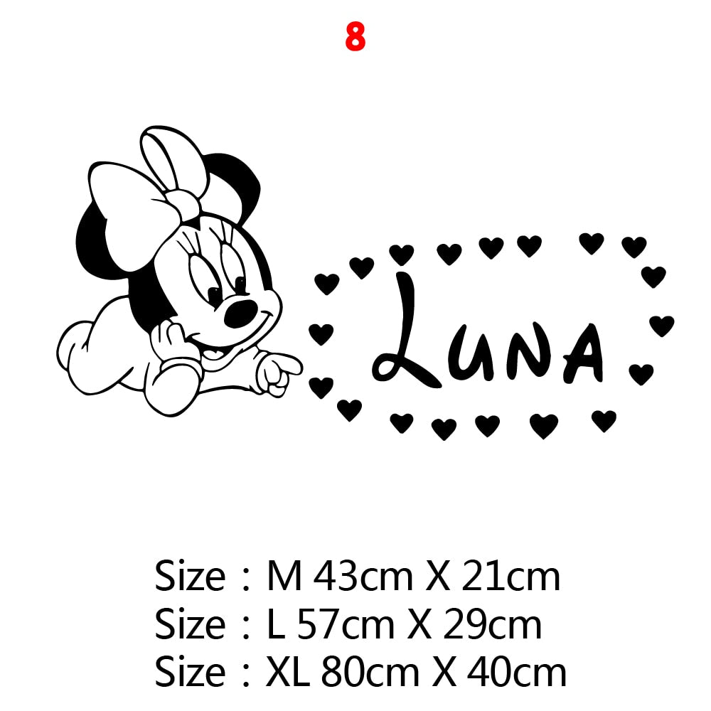 Cartoon Personalized Custom Name Mickey Mouse Wall Sticker Decals Murals Poster For Kids Babys Room Decoration Bedroom Decor