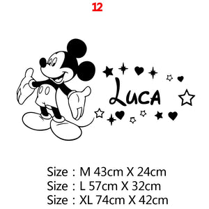 Cartoon Personalized Custom Name Mickey Mouse Wall Sticker Decals Murals Poster For Kids Babys Room Decoration Bedroom Decor