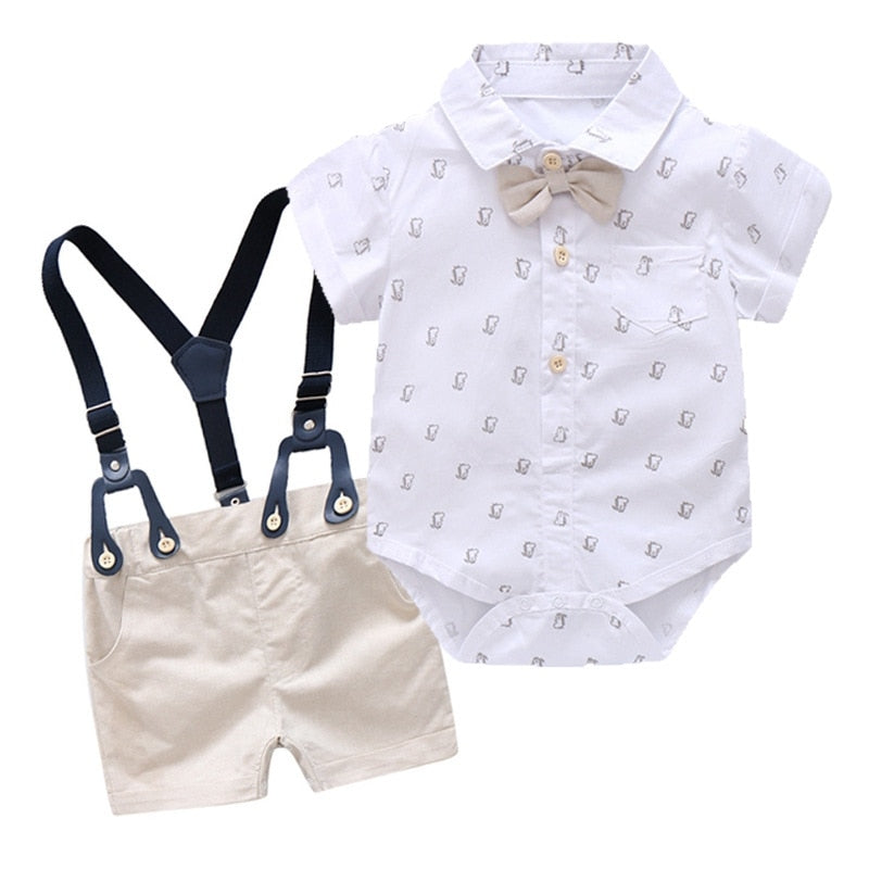 2019 Summer Baby Boys Clothes Set 100% Cotton T-Shirts+Pants 2Pcs Wedding Birthday Baptism Clothing Suit Kids Child Outfits