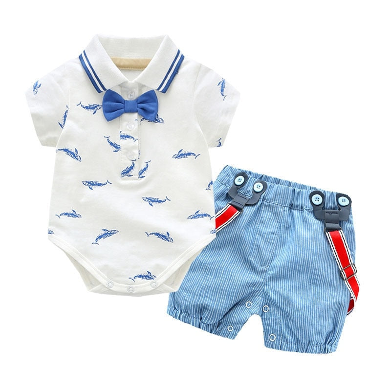 2019 Summer Baby Boys Clothes Set 100% Cotton T-Shirts+Pants 2Pcs Wedding Birthday Baptism Clothing Suit Kids Child Outfits