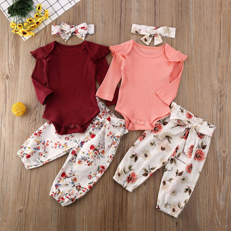 0-24 Months Newborn Clothes Set 2020 New Baby Girl Bodysuit Tops Pink Red Pants Outfits Baby Girls Clothes Toddler Newborn Set