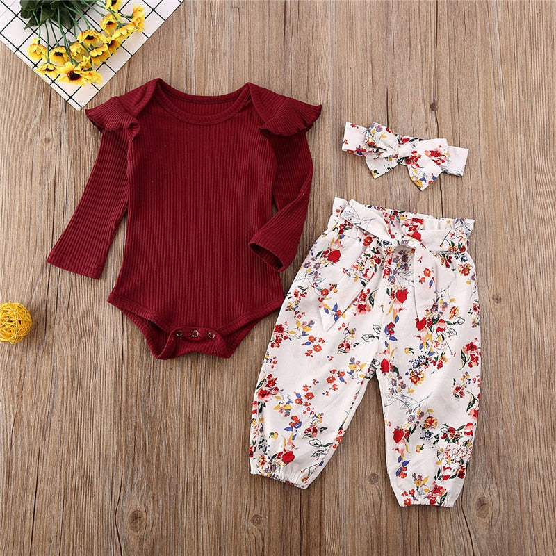 0-24 Months Newborn Clothes Set 2020 New Baby Girl Bodysuit Tops Pink Red Pants Outfits Baby Girls Clothes Toddler Newborn Set