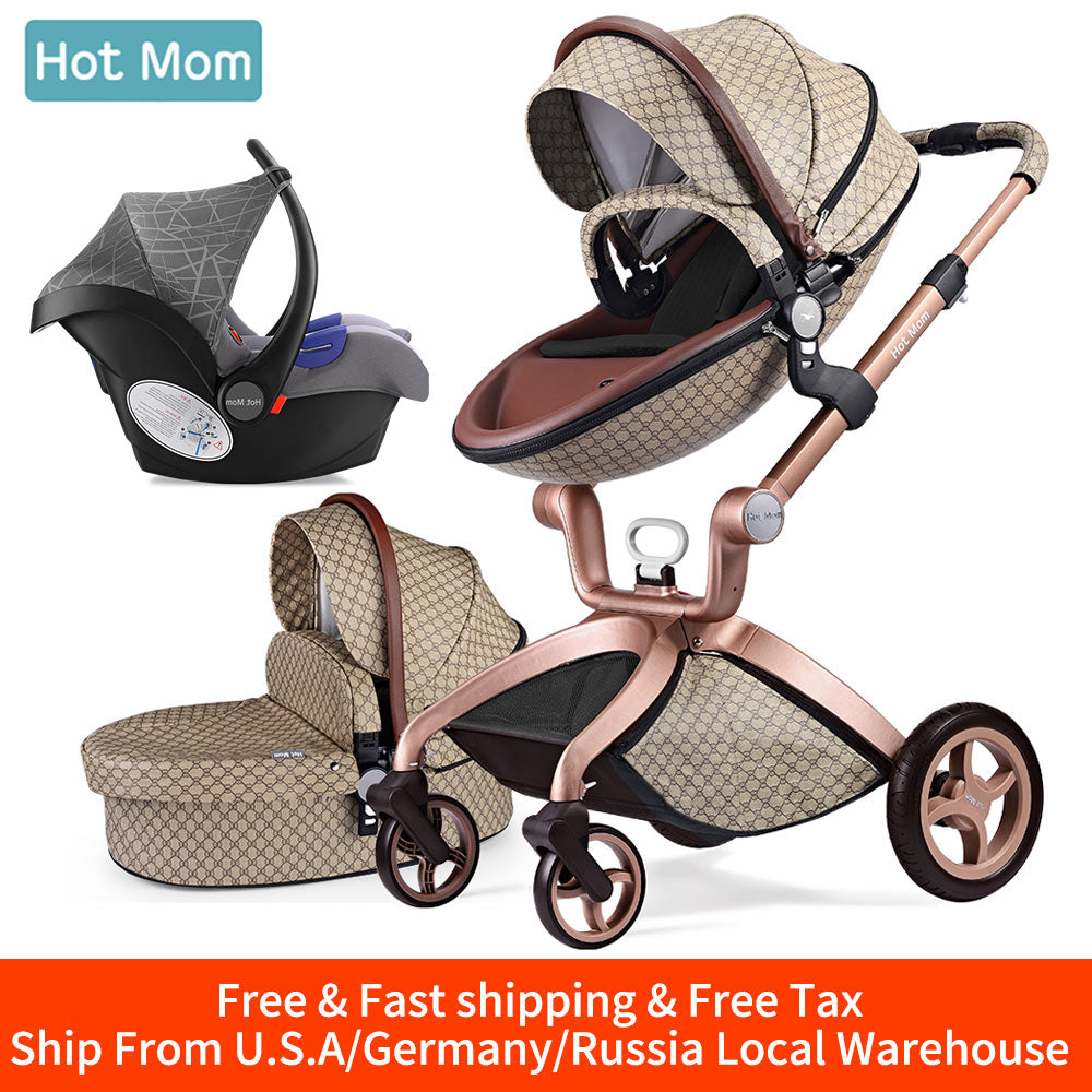 Baby Stroller 3 in 1,Hot Mom travel system High Land-scape stroller with bassinet in 2019 Folding Carriage for Newborns baby,F22