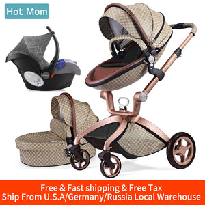 Baby Stroller 3 in 1,Hot Mom travel system High Land-scape stroller with bassinet in 2019 Folding Carriage for Newborns baby,F22
