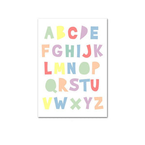 Baby Nursery Wall Art Canvas Painting Alphabet Numbers Poster and Print Decorative Picture Nordic Kids Child Room Decoration