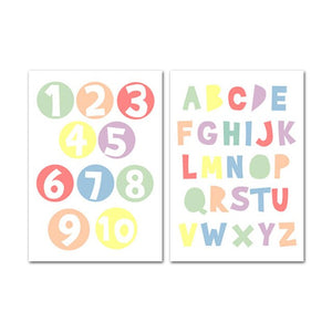 Baby Nursery Wall Art Canvas Painting Alphabet Numbers Poster and Print Decorative Picture Nordic Kids Child Room Decoration