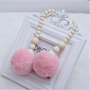 Nordic Wooden Beads Ornament Double Star Moon Kids Room Decoration Baby Crib Tent Hanging Pendant Wall Decor Photography Props