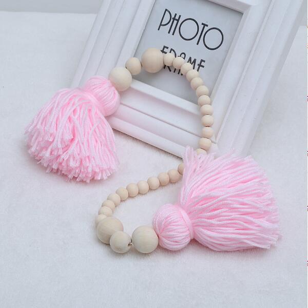 Nordic Wooden Beads Ornament Double Star Moon Kids Room Decoration Baby Crib Tent Hanging Pendant Wall Decor Photography Props