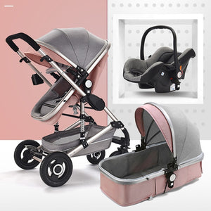 Luxury Multifunctional 3 in 1 Baby Stroller Portable High Landscape Stroller Folding Carriage Red Gold Newborn Baby Stroller
