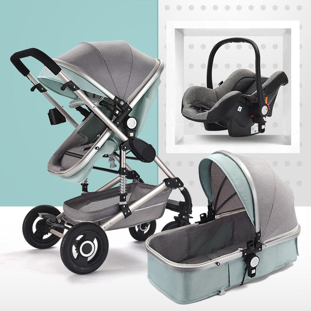 Luxury Multifunctional 3 in 1 Baby Stroller Portable High Landscape Stroller Folding Carriage Red Gold Newborn Baby Stroller