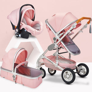 Luxury Multifunctional 3 in 1 Baby Stroller Portable High Landscape Stroller Folding Carriage Red Gold Newborn Baby Stroller