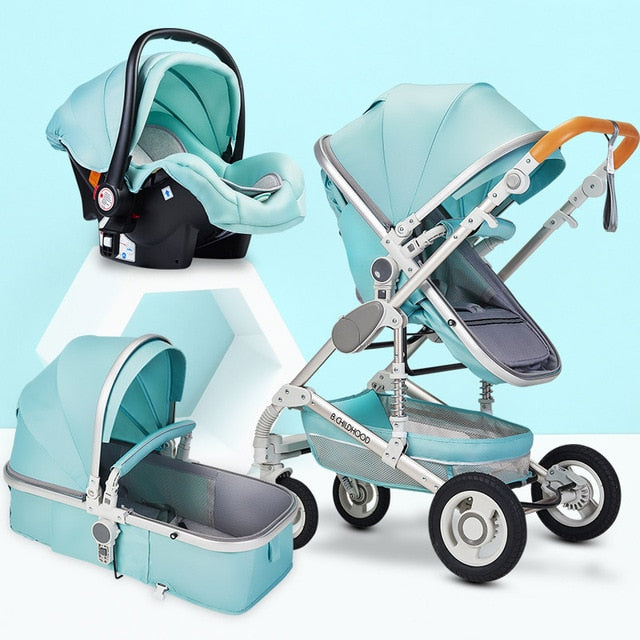 Luxury Multifunctional 3 in 1 Baby Stroller Portable High Landscape Stroller Folding Carriage Red Gold Newborn Baby Stroller