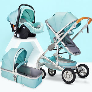 Luxury Multifunctional 3 in 1 Baby Stroller Portable High Landscape Stroller Folding Carriage Red Gold Newborn Baby Stroller