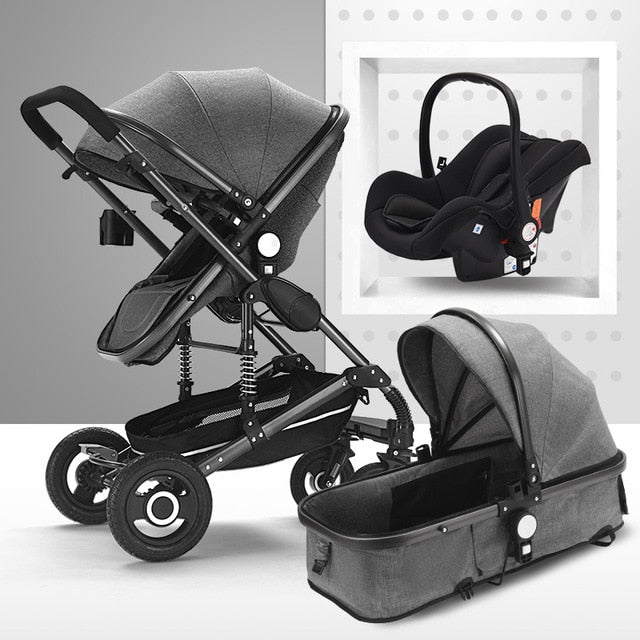 Luxury Multifunctional 3 in 1 Baby Stroller Portable High Landscape Stroller Folding Carriage Red Gold Newborn Baby Stroller