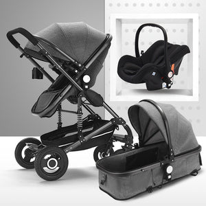 Luxury Multifunctional 3 in 1 Baby Stroller Portable High Landscape Stroller Folding Carriage Red Gold Newborn Baby Stroller