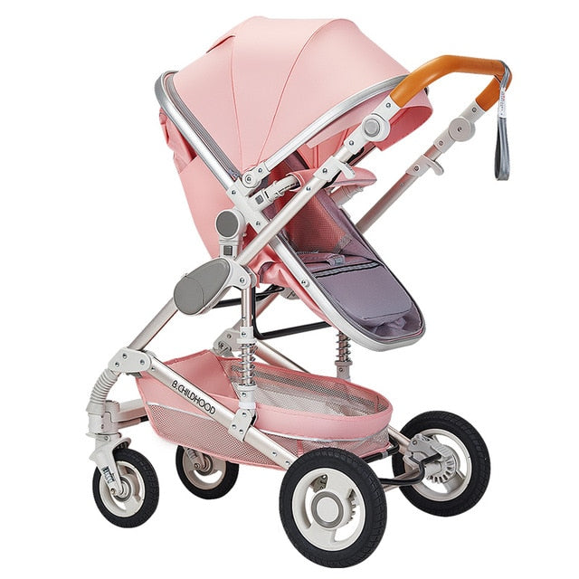Luxury Multifunctional 3 in 1 Baby Stroller Portable High Landscape Stroller Folding Carriage Red Gold Newborn Baby Stroller