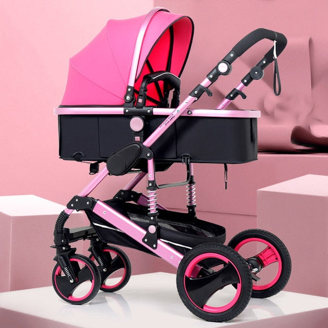 Luxury Multifunctional 3 in 1 Baby Stroller Portable High Landscape Stroller Folding Carriage Red Gold Newborn Baby Stroller