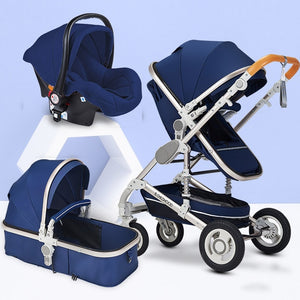 Luxury Multifunctional 3 in 1 Baby Stroller Portable High Landscape Stroller Folding Carriage Red Gold Newborn Baby Stroller