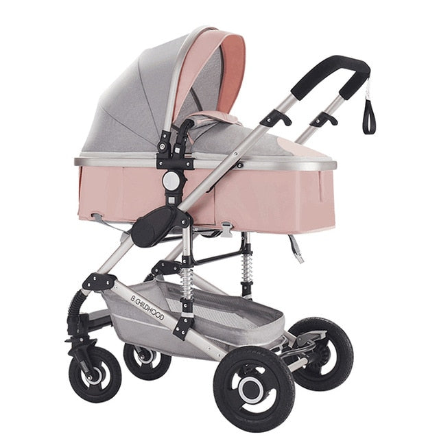 Luxury Multifunctional 3 in 1 Baby Stroller Portable High Landscape Stroller Folding Carriage Red Gold Newborn Baby Stroller