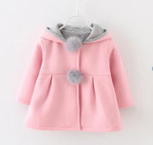 Baby Girls Coat Winter Spring Baby Girls Princess Coat Jacket Rabbit Ear Hoodie Casual Outerwear for girl  Infants clothing