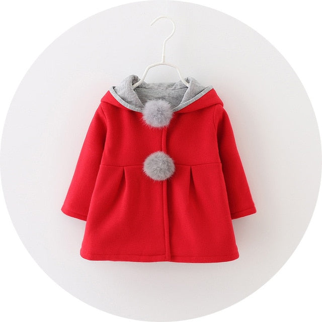 Baby Girls Coat Winter Spring Baby Girls Princess Coat Jacket Rabbit Ear Hoodie Casual Outerwear for girl  Infants clothing